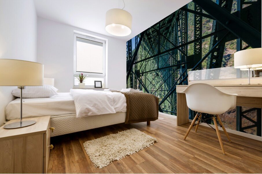 Steel structure of historic cantilevered Deception Pass bridge Mural print