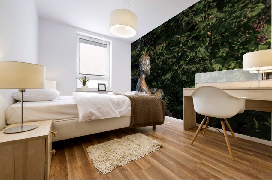 Boy with dog statue in Langley on Whidbey Island Impression murale