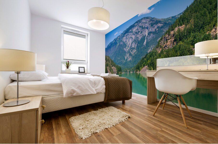 Paddleboard on Diablo Lake in North Cascades National Park in Wa Impression murale