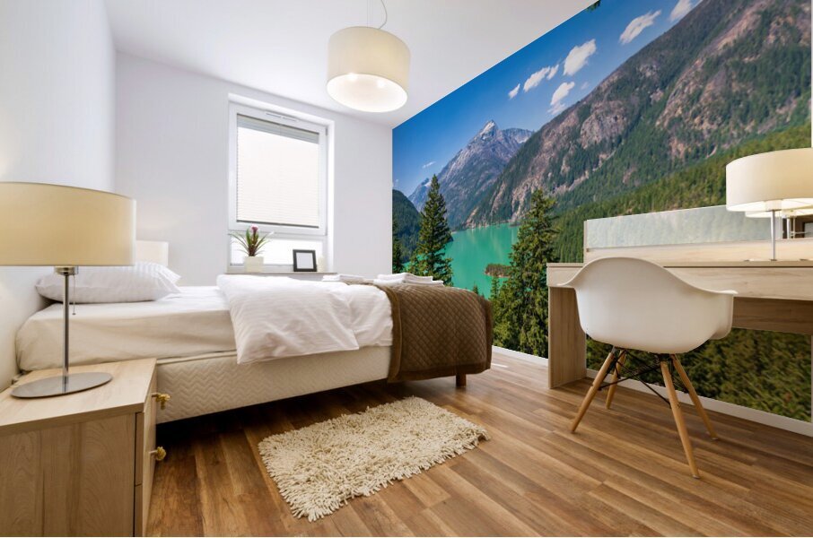 Overlook of Diablo Lake in North Cascades National Park in Washi Mural print