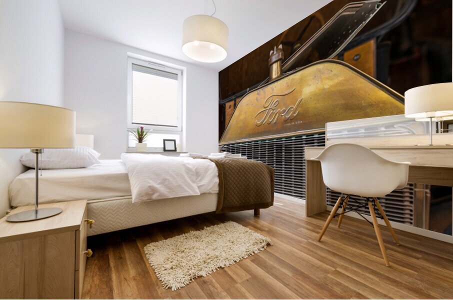 Radiator and front of historic Ford Model T car or truck Mural print