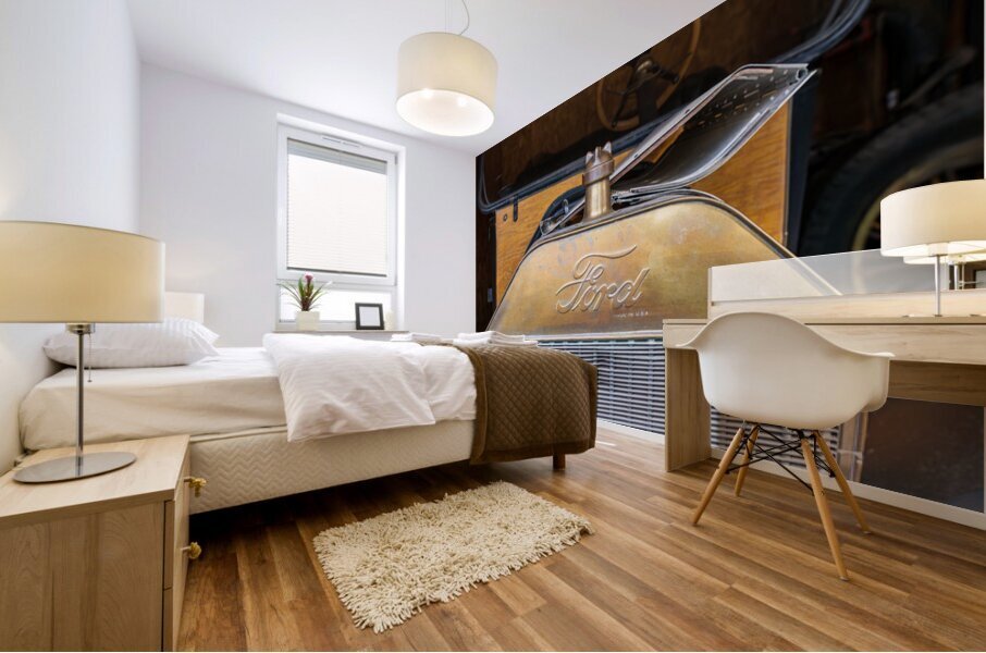 Radiator and front of historic Ford Model T car or truck Mural print