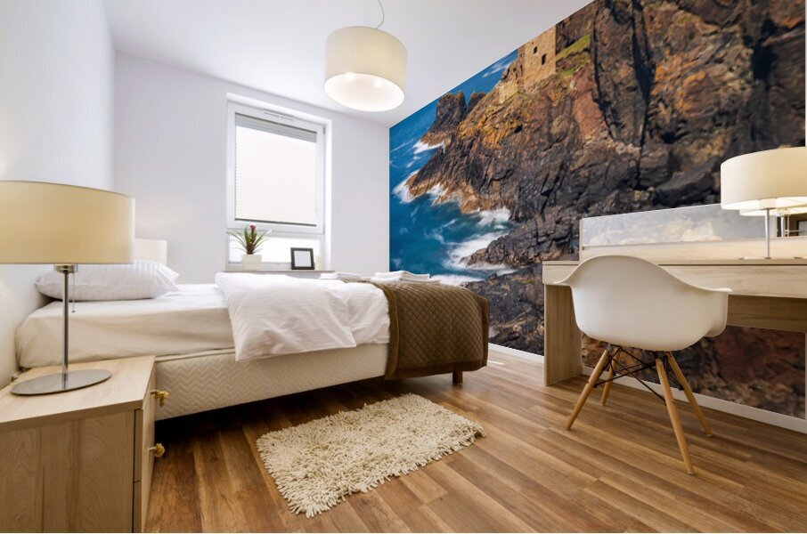 Long duration image of the ruins at Botallack tin mine Mural print