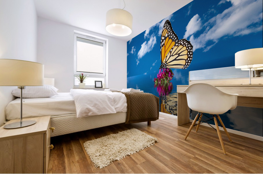 Sea level rise flooding the flowers for butterfly Mural print