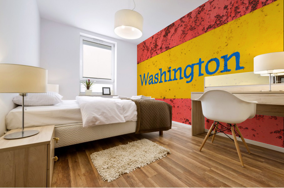 Macro photo of state of Washington name on newstand Mural print