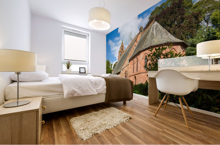 St Hilary Church Erbistock by River Dee Mural print