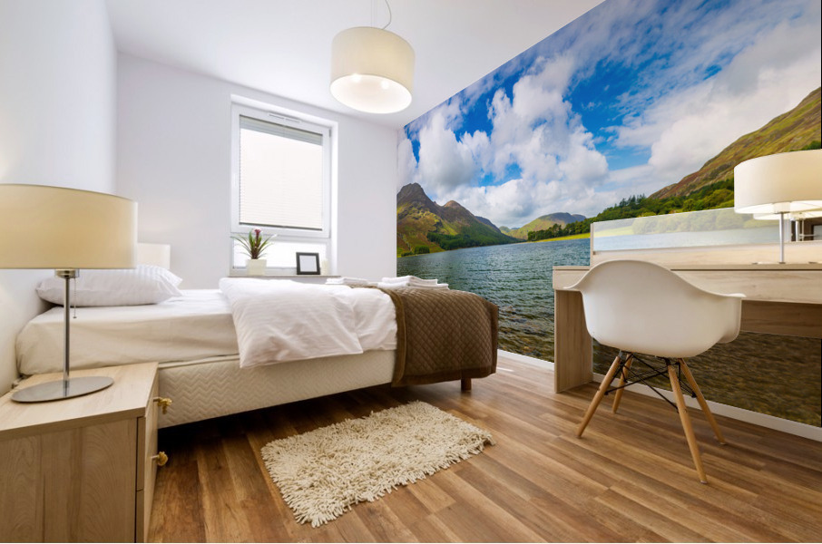 Panorama of Buttermere in Lake District Mural print