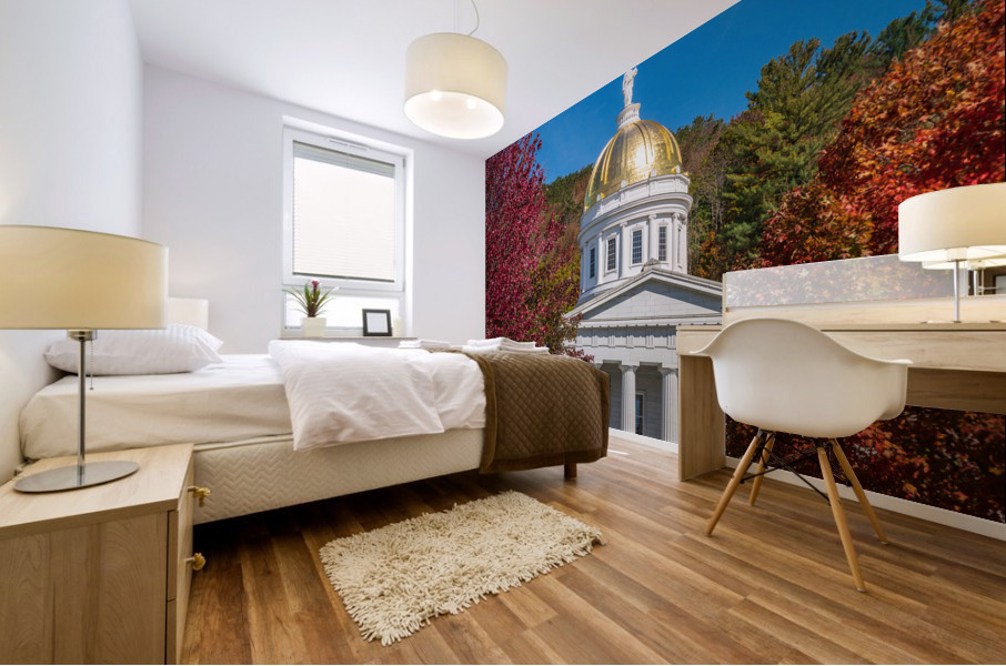 Gold dome of Vermont State House in Montpelier Mural print