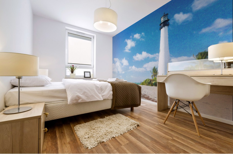Painting of Cape Florida lighthouse Mural print