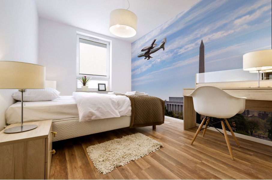 Space Shuttle Discovery flies over Washington DC Mural print