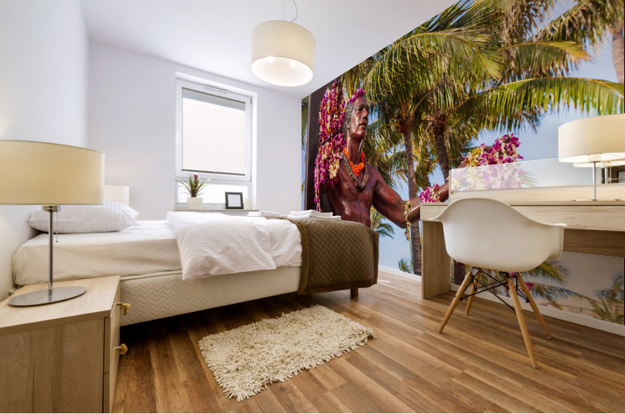 Duke Kahanamoku statue in Waikiki Mural print