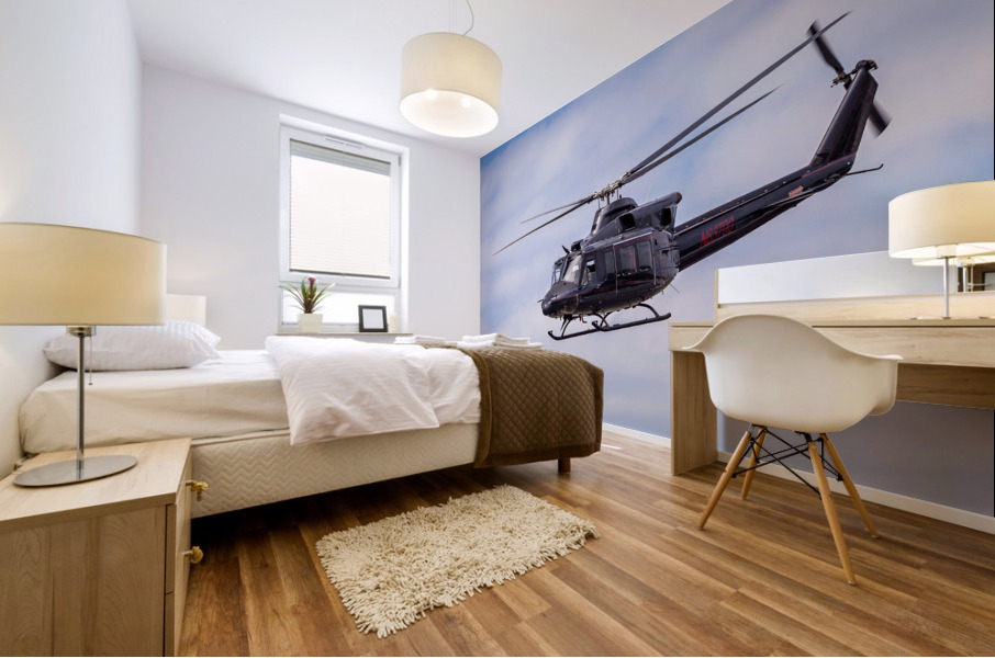 Bell 412 Helicopter coming in to land Mural print
