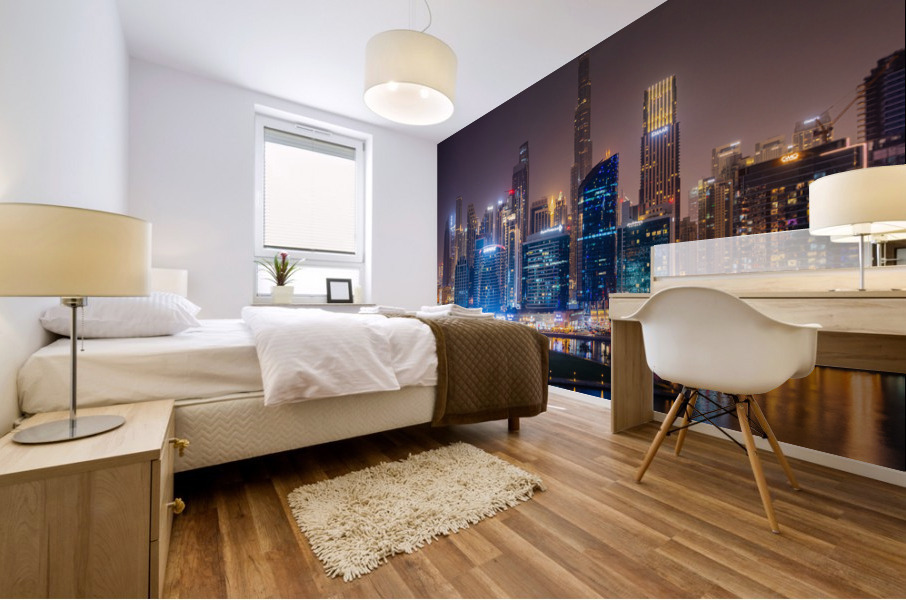 Offices and apartments of Dubai Business Bay with district behin Mural print