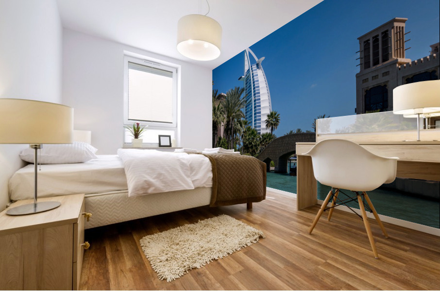 Burj Al Arab above Souk Madinat Jumeirah in Dubai Impression murale