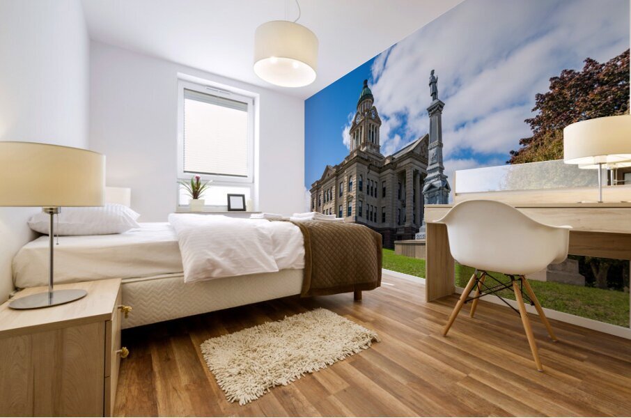 Facade and clock tower of Winneshiek County Courthouse Decorah Mural print