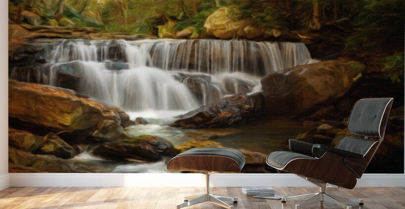 Impressionistic Deckers Creek waterfall in West Virginia Wall Murals