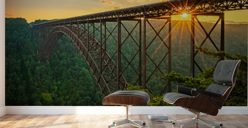 Sunset at the New River Gorge Bridge in West Virginia Wall Murals