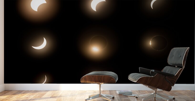 Composite of the stages of 2024 solar eclipse Wall Murals