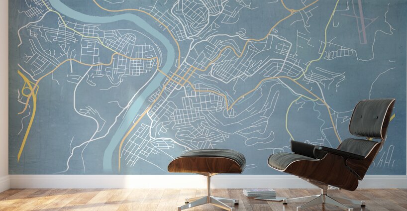 Blueprint of Morgantown WV city streets Wall Murals