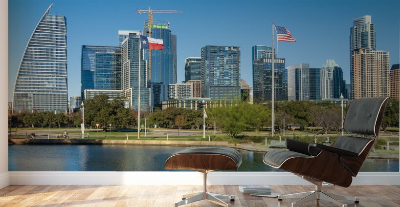 Cityscape of apartments and offices  in downtown Austin Texas Wall Murals