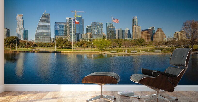 Cityscape of apartments and offices  in downtown Austin Texas Wall Murals