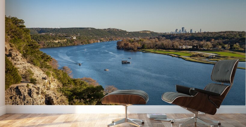 Colorado river and downtown Austin Texas from Pennybacker bridge Wall Murals