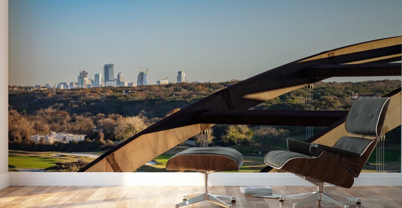 Colorado river and Pennybacker bridge from overlook in Austin Te Wall Murals