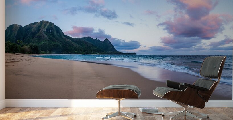 Early morning sunrise over Tunnels Beach on Kauai in Hawaii Wall Murals