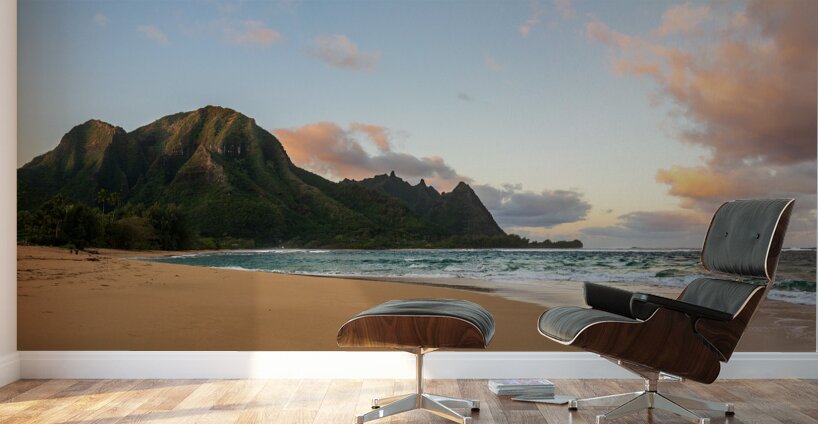 Early morning sunrise over Tunnels Beach on Kauai in Hawaii Wall Murals