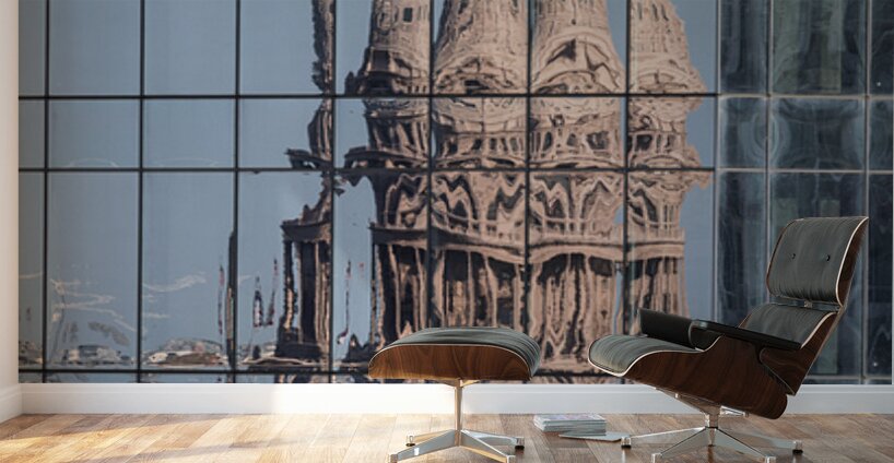 Intricate reflections of the Texas state capitol building on a s Wall Murals