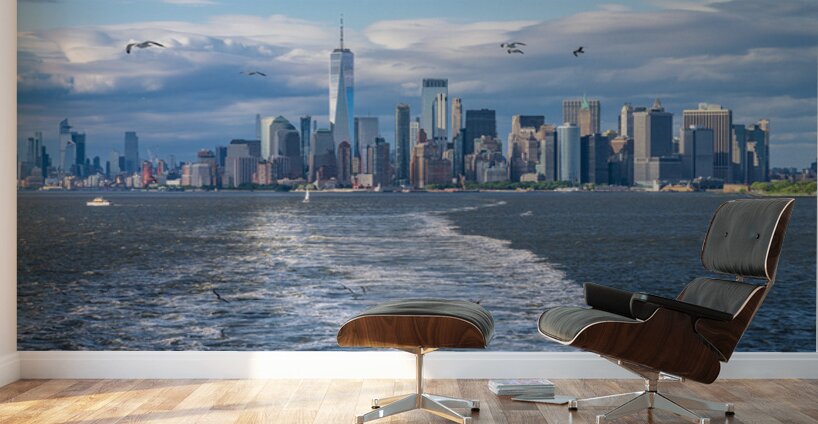 One World Trade Center dominates skyline of Lower Manhattan from Wall Murals