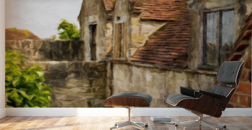 Digital oil painting of Yarmouth Castle building with red tiled  Wall Murals