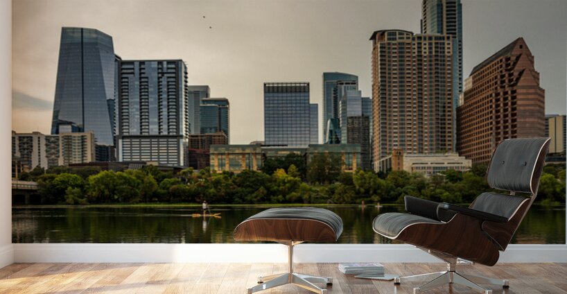 Water level view of the city skyline of Austin Texas in summer 2 Wall Murals