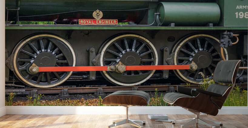 Detail of the wheels and coupling rod on the Isle of Wight Steam Wall Murals