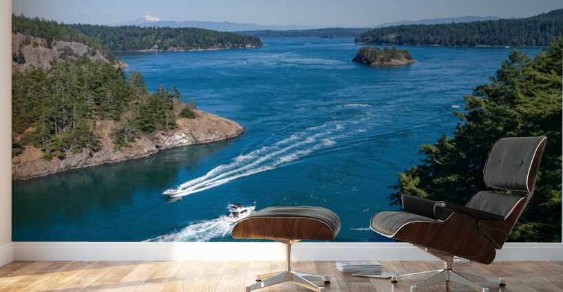 Turbulent water of Deception Pass in the Whidbey Island state pa Wall Murals
