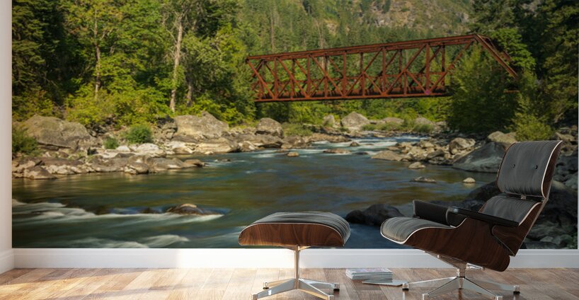 Tumwater Canyon pipeline bridge over Wenatchee River in Washingt Wall Murals