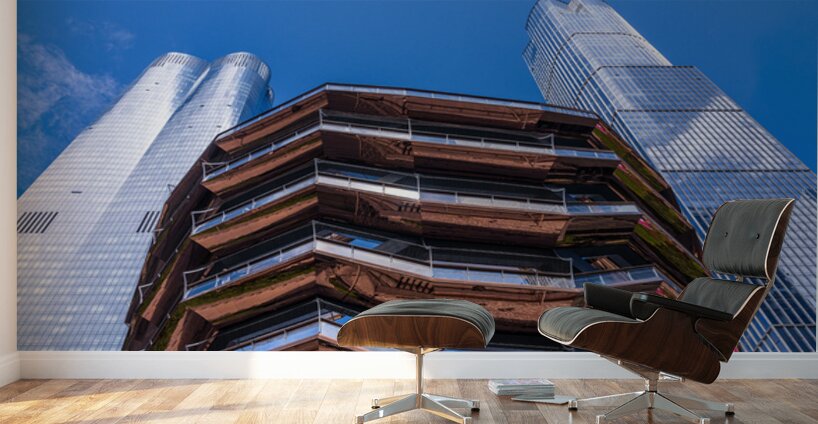 Reflective surface of the Vessel with a skyscraper behind with c Wall Murals