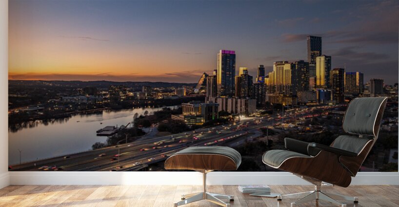 Evening over Austin downtown 2026 in aerial skyline Wall Murals