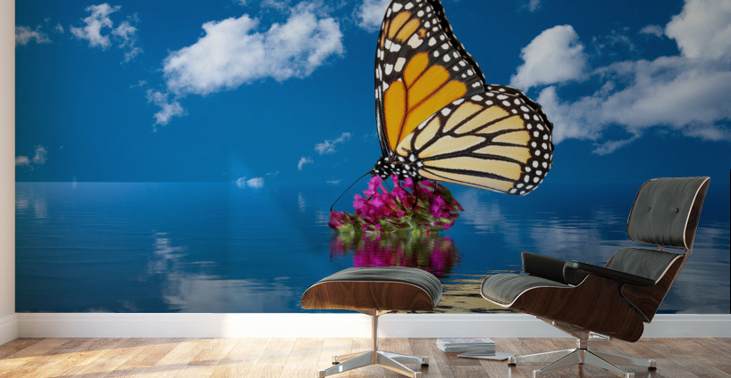 Sea level rise flooding the flowers for butterfly Wall Murals