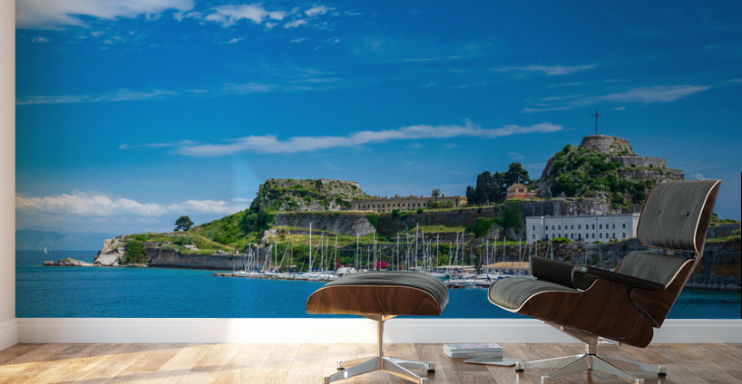 Old Fortress of Corfu on promontory by old town Wall Murals
