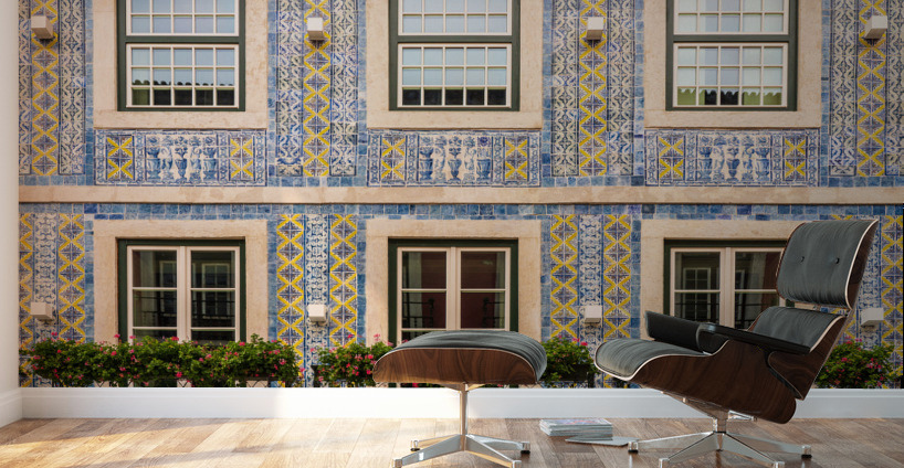 Traditional ceramic tiles decorate house in Lisbon Wall Murals