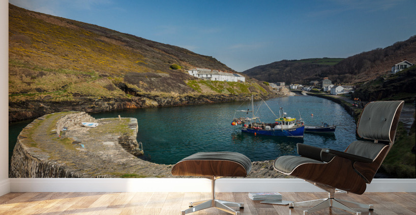 Fishing boats in harbor of Boscastle Cornwall Wall Murals