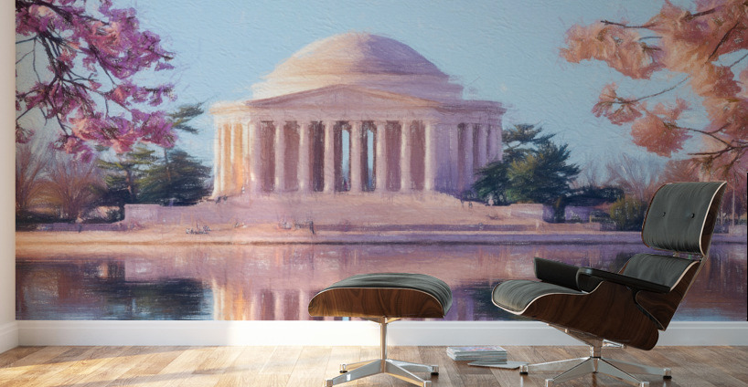 Beautiful early morning Jefferson Memorial cherry blossoms Wall Murals