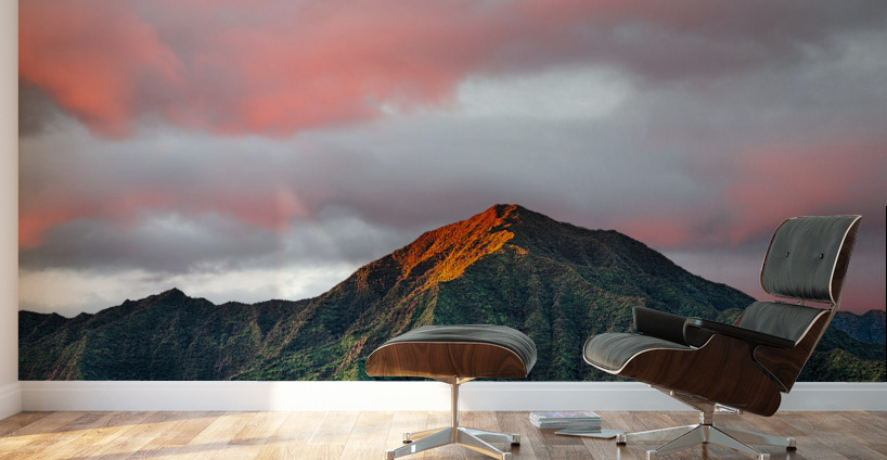 Panorama of Hanalei on island of Kauai Wall Murals