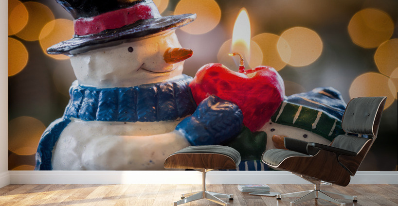 Christmas snowmen candle at xmas Wall Murals