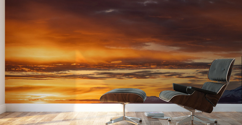 Sunset by Mt Fairweather and the Glacier Bay National Park in Al Wall Murals