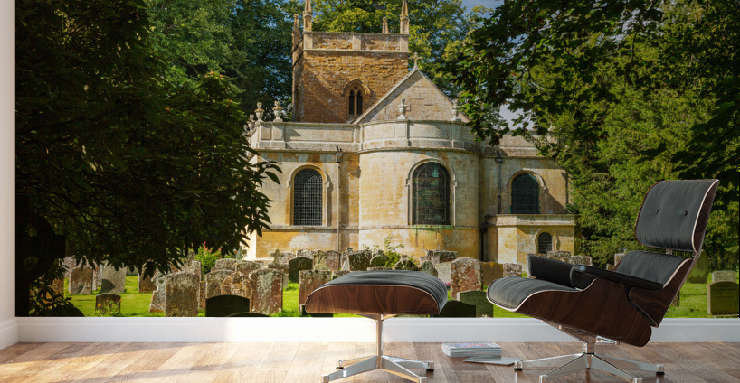 Church and graveyard in Honington Cotswolds Wall Murals