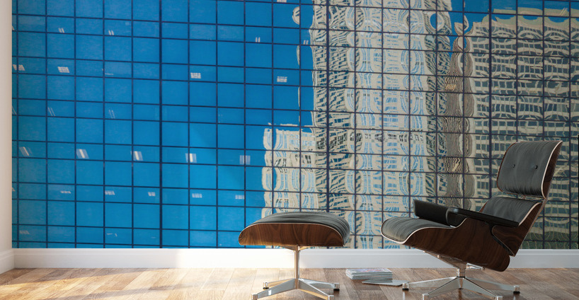 Reflection of offices in Chicago windows Wall Murals