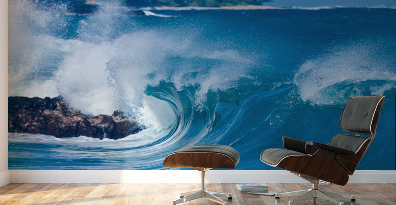 Powerful waves break at Lumahai Beach Kauai Wall Murals