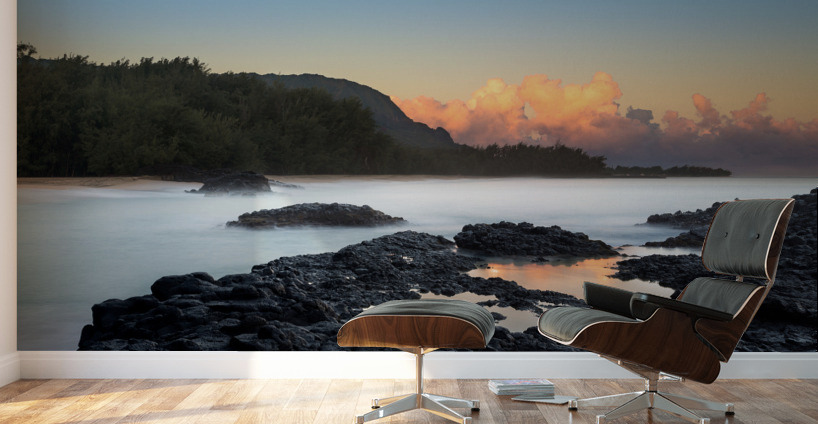 Lumahai Beach Kauai at dawn with rocks Wall Murals